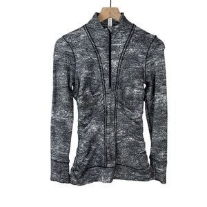 Lululemon Cypress Kiss 1/2 Zip Pullover Rush Jacquard Black White